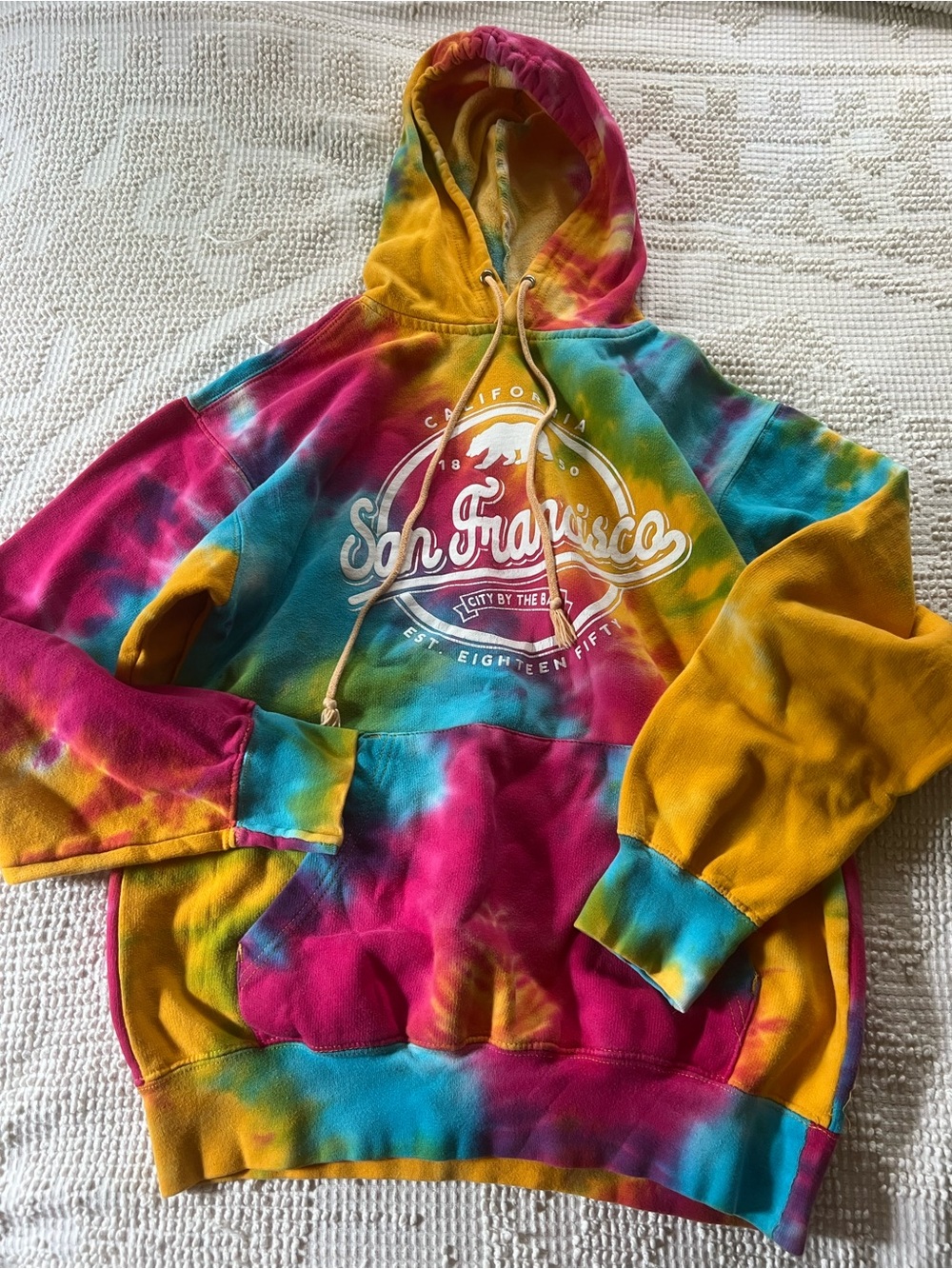 San Francisco Tie-Dye Hoodie in Pink, Yellow & Teal